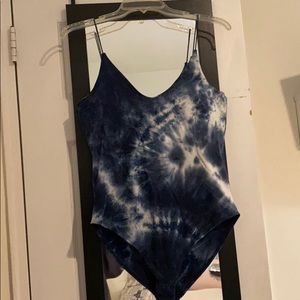 Gaze Blue and White Tie Dye Bodysuit
